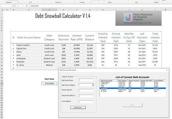 Debt repayment calculator excel worksheet