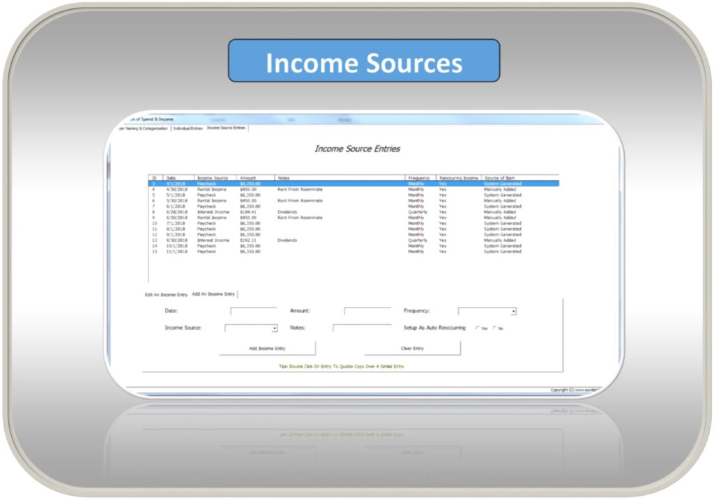 Excel Budget Planner Income Sources