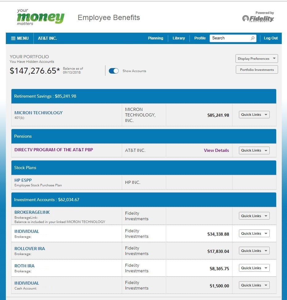 Log in to your Fidelity Investments or NetBenefits accounts here.