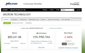 401k fidelity benefits summary contributions checking balance return